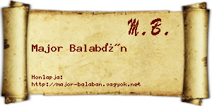 Major Balabán névjegykártya